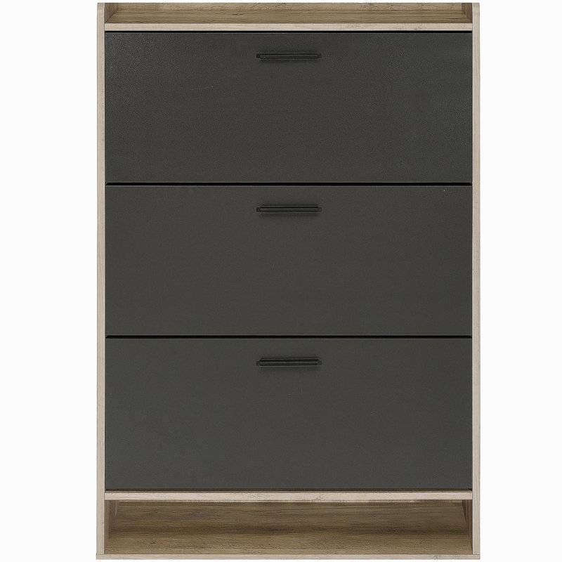 Range-chaussures en bois d'ingénierie à 3 niveaux, Gris