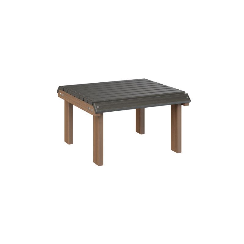 Rectangle Outdoor Ottoman Patio Ottoman, Coastal Gray Top/Antique Mahogany Base