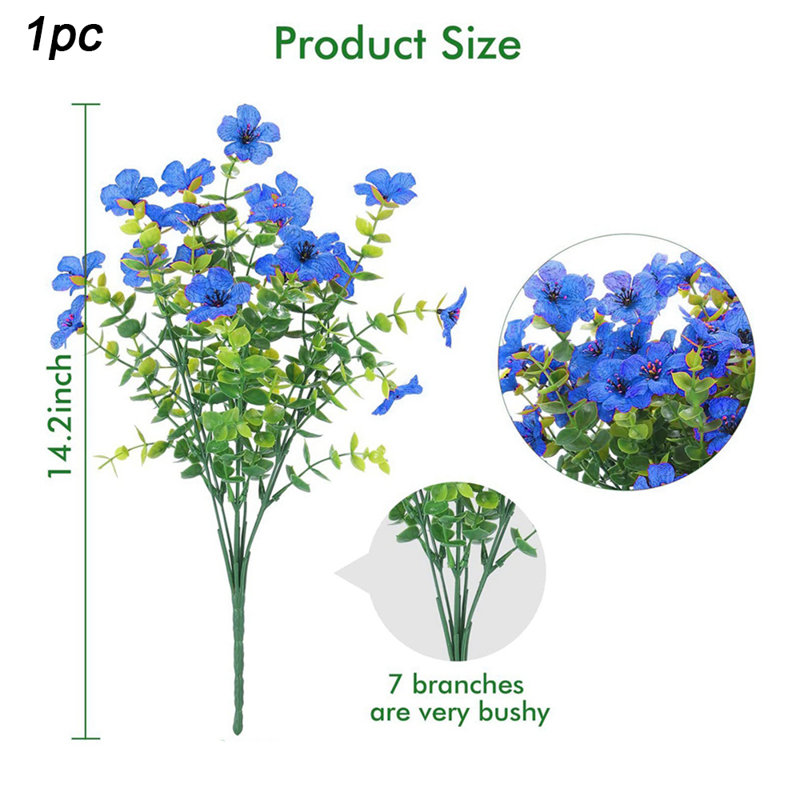 10pcs UV Resistant Artificial Violet Fall Eucalyptus Realistic Indoor/Outdoor Flower