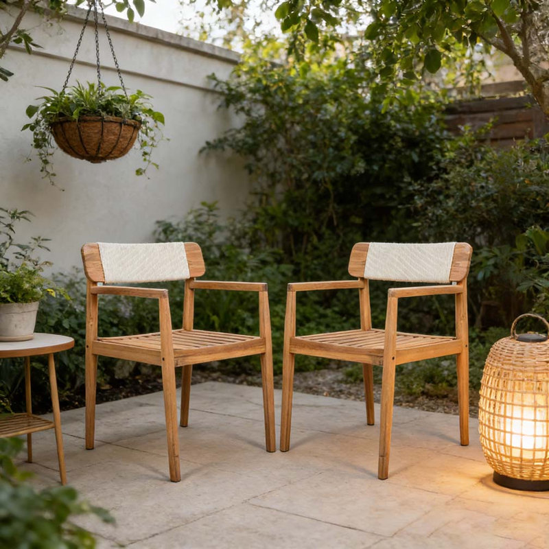 Chaise de patio, Teck, blanc