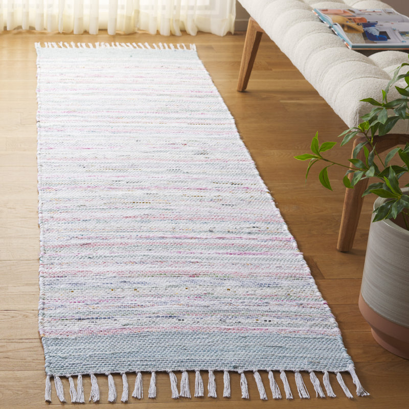 Rag Rug 401 Hand Woven Cotton Abstract Rug, Runner 2'3" x 8'