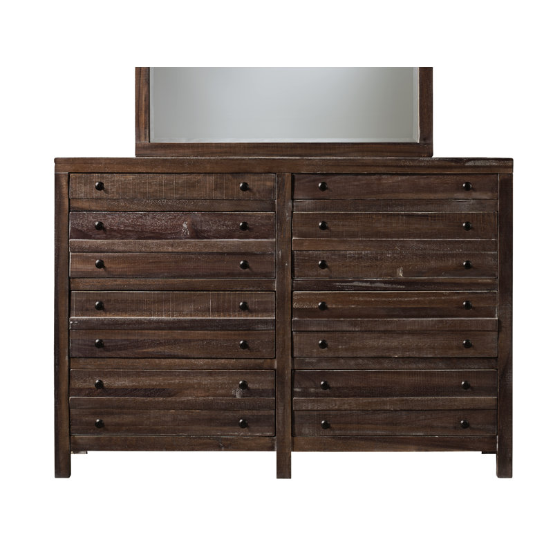 Commode double 8 tiroirs Randal, Brun / robuste