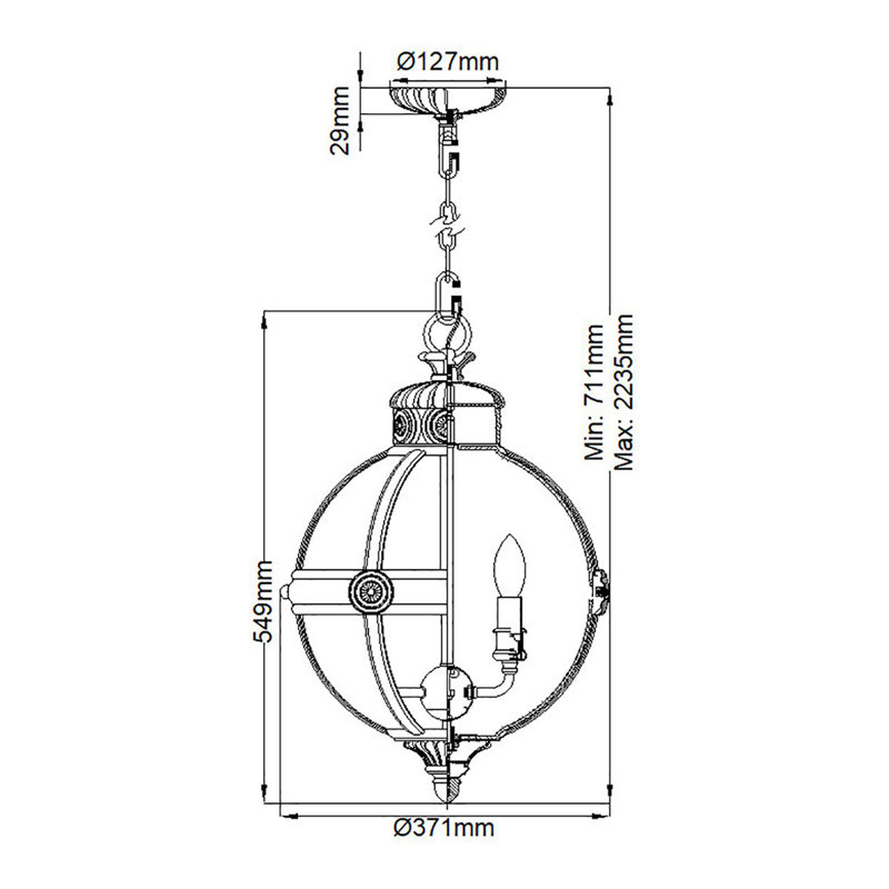 Dowty 3 - Light Sphere Pendant, British Bronze