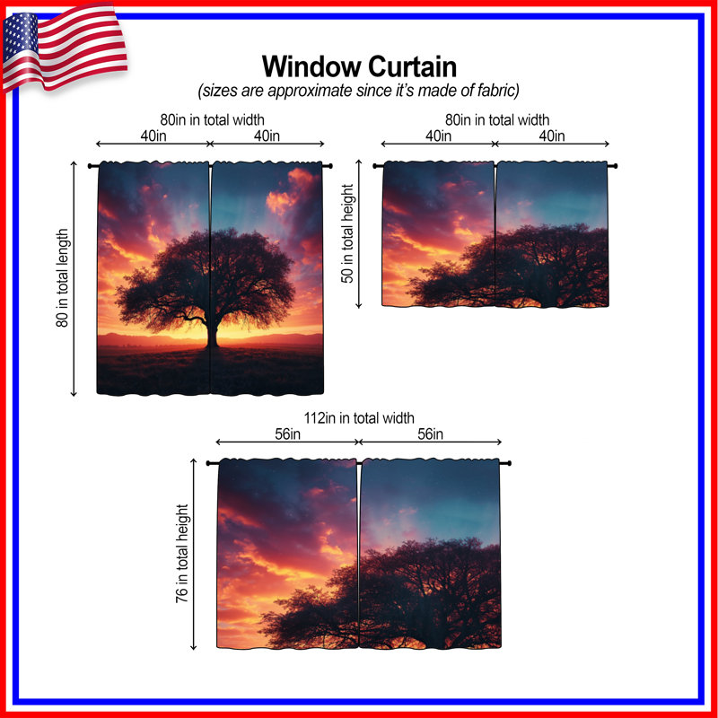 Rideaux de fenêtre Sunset, 40 po x 50 po - 2 panneaux, Obscurcissement de chambre