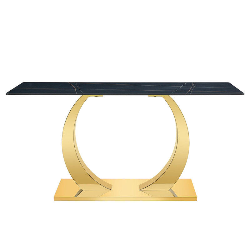 Transparent Glass Dining Table - A Perfect Blend Of Durability And Elegance. Metal Table Legs., Clear, Glass, Gold