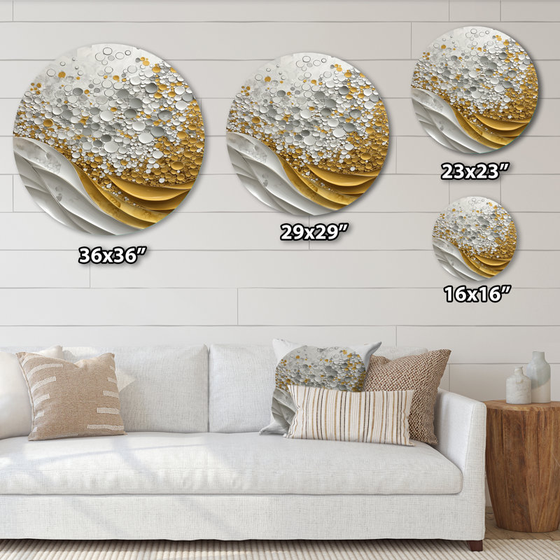 Biochimie d'or pur équilibre II - décoration murale moderne en métal doré, H 16 po x l 16 po