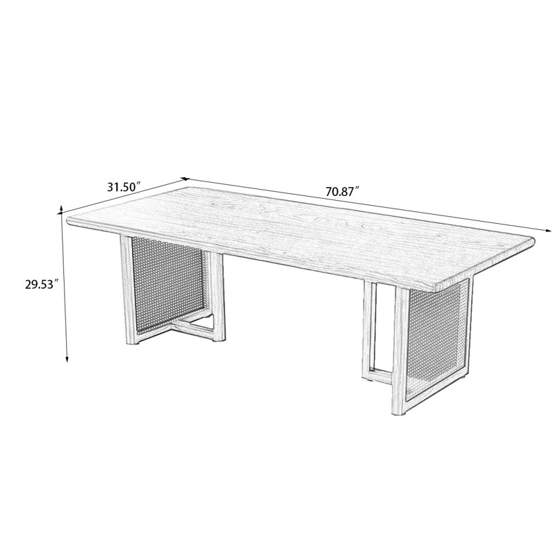 Brown Rectangular Solid Wood Dining Table, 29.53"H x 70.87"L x 31.5"W