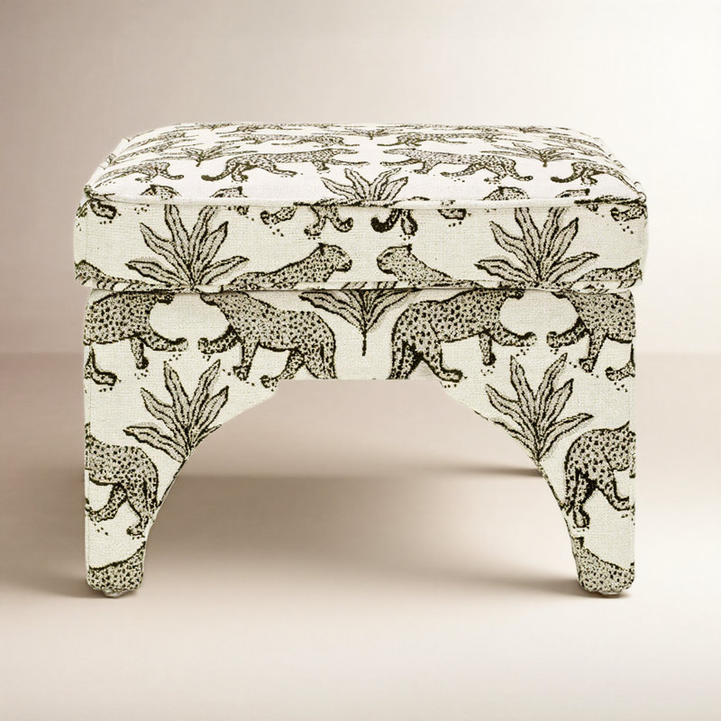 Leopard Jacquard Ottoman, Taupe