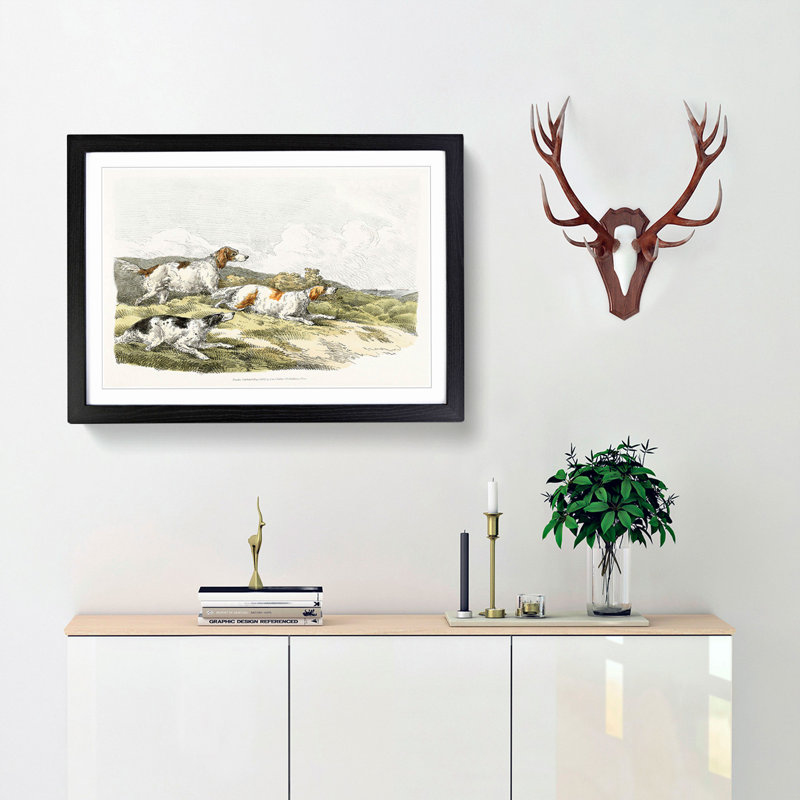 The Running Hounds by Henry Alken - Picture Frame Painting Print, Black Framed, 48cm H x 65cm W x 2cm D