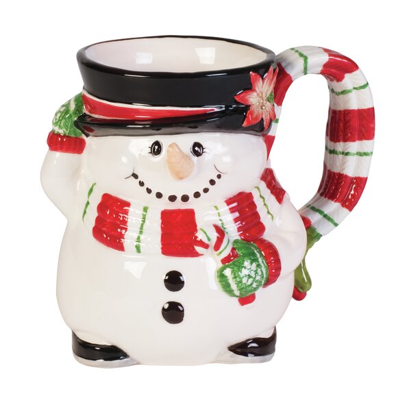 Polka Dot Santa Coffee Mug Large 20 oz Embossed Christmas Holiday Hand  Painted
