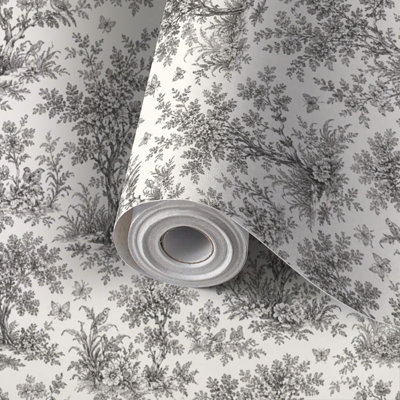 Toile de Jouy de cuisine rétro en papier à motif de papier peint à peler et à coller à la main avec 60 po