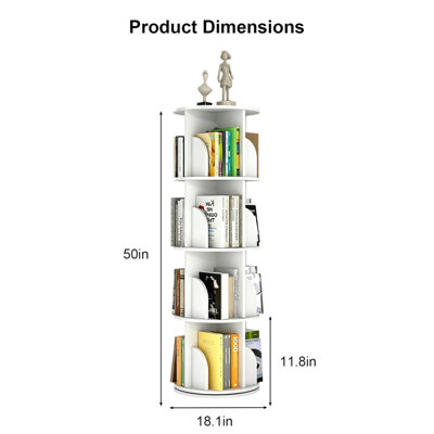 Bibliothèque rotative, étagère en PVC, étagère de rangement rotative à 360 degrés, étagère de rangement pour bibliothèque à 3 niveaux pour petits espaces, chambre à coucher