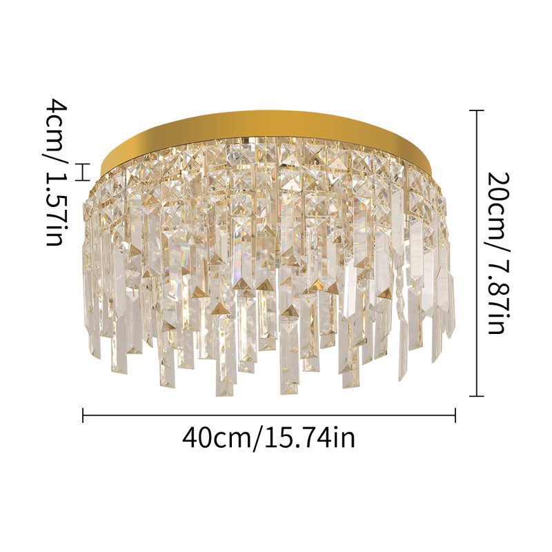 Retsof 1 - Light Crystal LED Chandelier, 20cm H x 40cm W x 40cm D, Gold