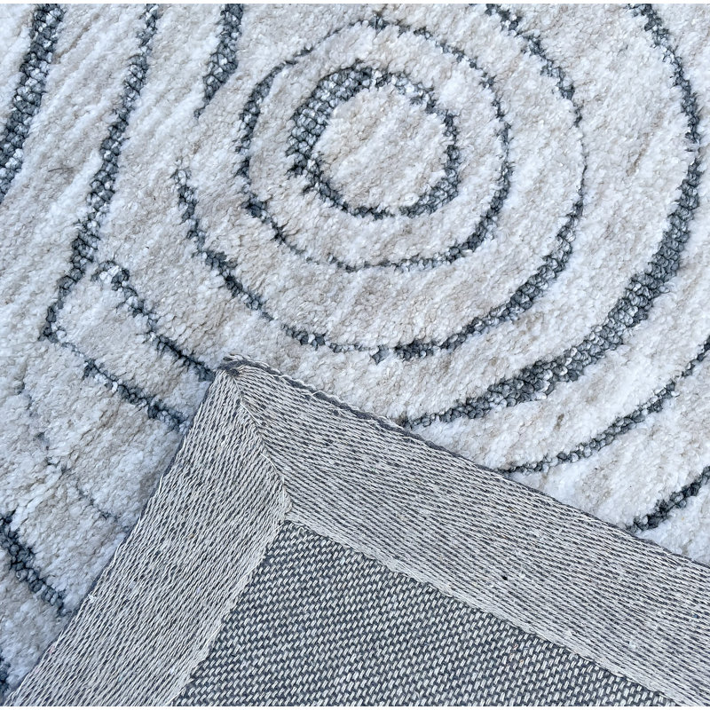 Tapis gris bohémien beige, Rectangulaire 8 pi x 10 pi
