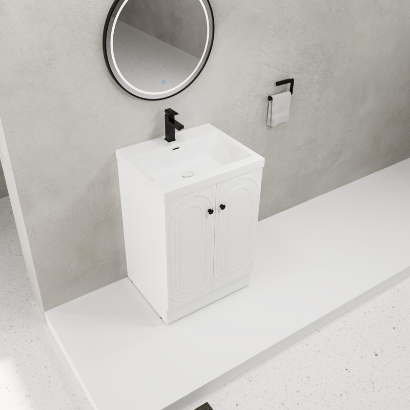 Meuble-lavabo autoportant avec lavabo en résine
