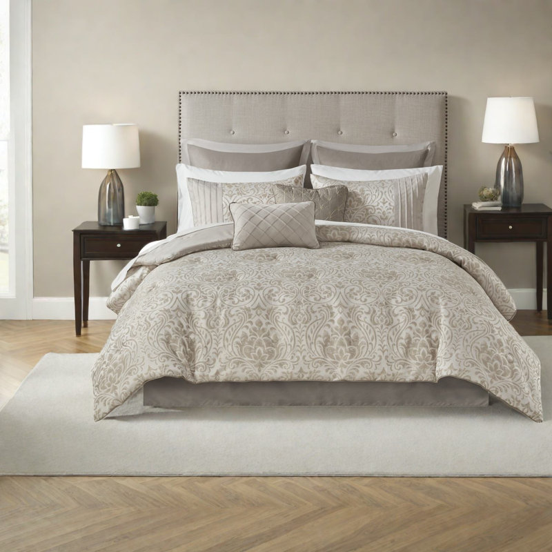 Ensemble de literie d'une pièce en jacquard de polyester très grand, kaki moderne