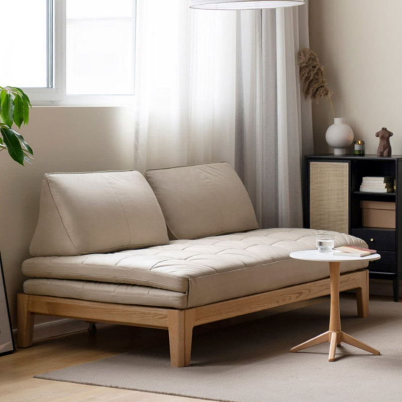Canapé-lit convertible 2 places 74,02 po en chêne naturel beige, 74.02"W*38.98"D*34.25"H