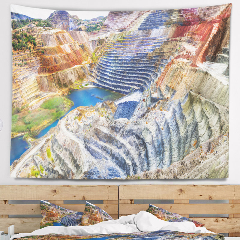 Tapisserie de paysages et mines de canyon, H 32 po x l 39 po