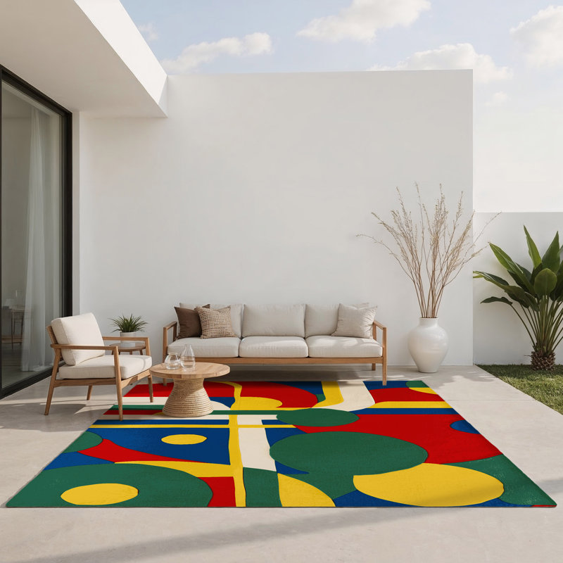 Tapis intérieur et extérieur Jovial Whirl, Rectangulaire 2 pi x 3 pi