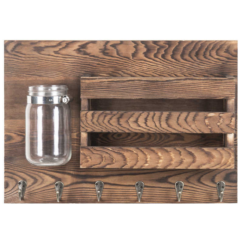 Wall Mail Organizer with Key Hooks and Vase