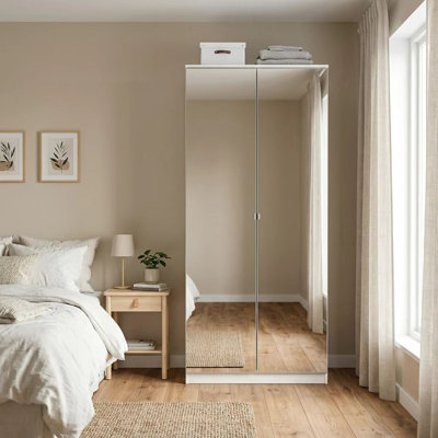 Armoire à miroir blanche avec 2 tiroirs