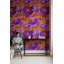 Papier peint floral papillon et décoration murale amovible mauve