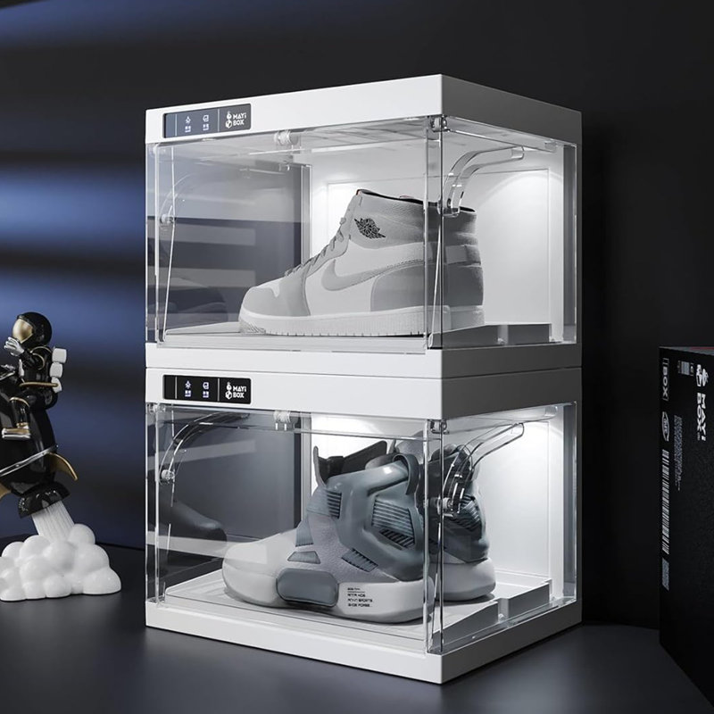 Clear Sneaker Shoe Box With Smart Control And LED Lights, Clear Shoe Storage Boxes Stackable, Shoe Display Case