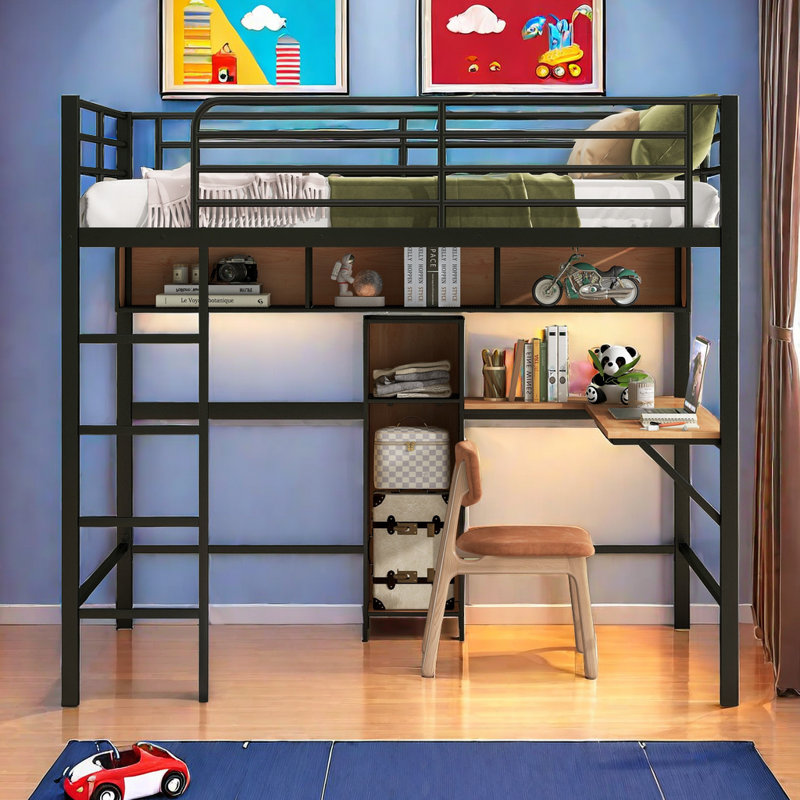 Lit mezzanine double pour enfants Donelle