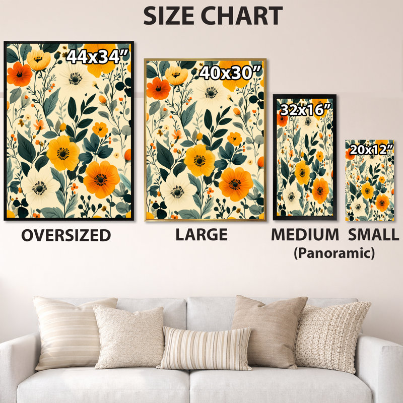 «Folk Garden in Gouache II - Modern Illustration», reproduction sur toile encadrée, H 40 po x l 30 po, Black Floater Framed