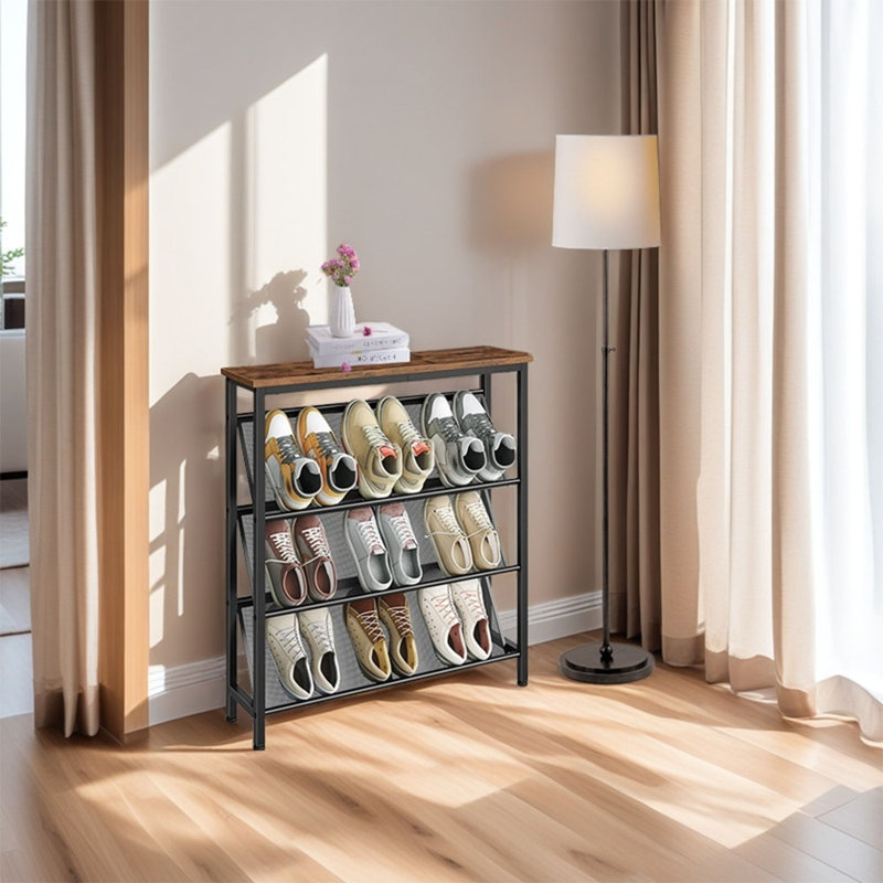 For Home, Entryway, Bedroom & Doorway，Shoe Rack, Brown/Black