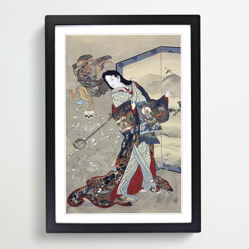 Hell Courtesan by Kawanabe Kyosai - Picture Frame Painting Print, Black Framed, 65cm H x 48cm W x 2cm D