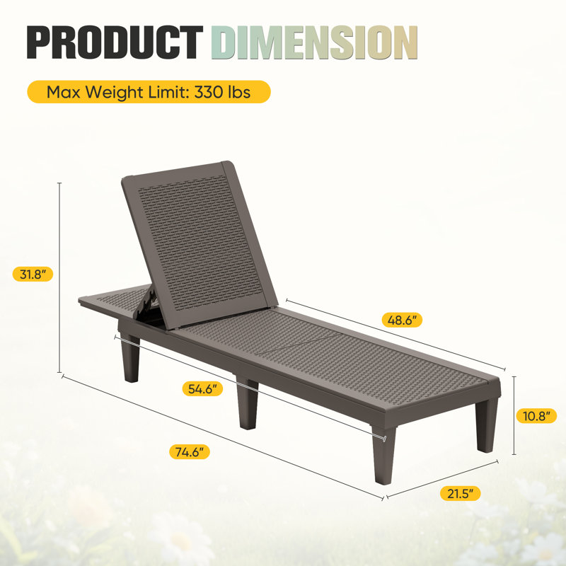 Chaise longue d'extérieur Tellie, Marron foncé