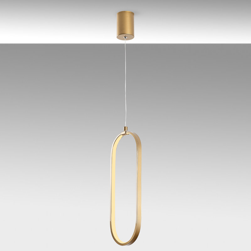 Lustre moderne doré, hauteur réglable de 23,6 à 43,3 pouces, corps en métal avec SMD DEL 16 W 3 000 K | Design élégant, plaque de base de 6,7 pouces | Parfait pour les décors glamour et les espaces de vie contemporains