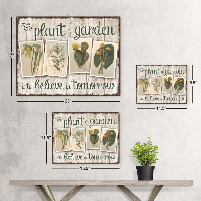 Plant a Garden Believe in Tomorrow Metal Sign, 11.5" H x 15.5" W x 0.04" D