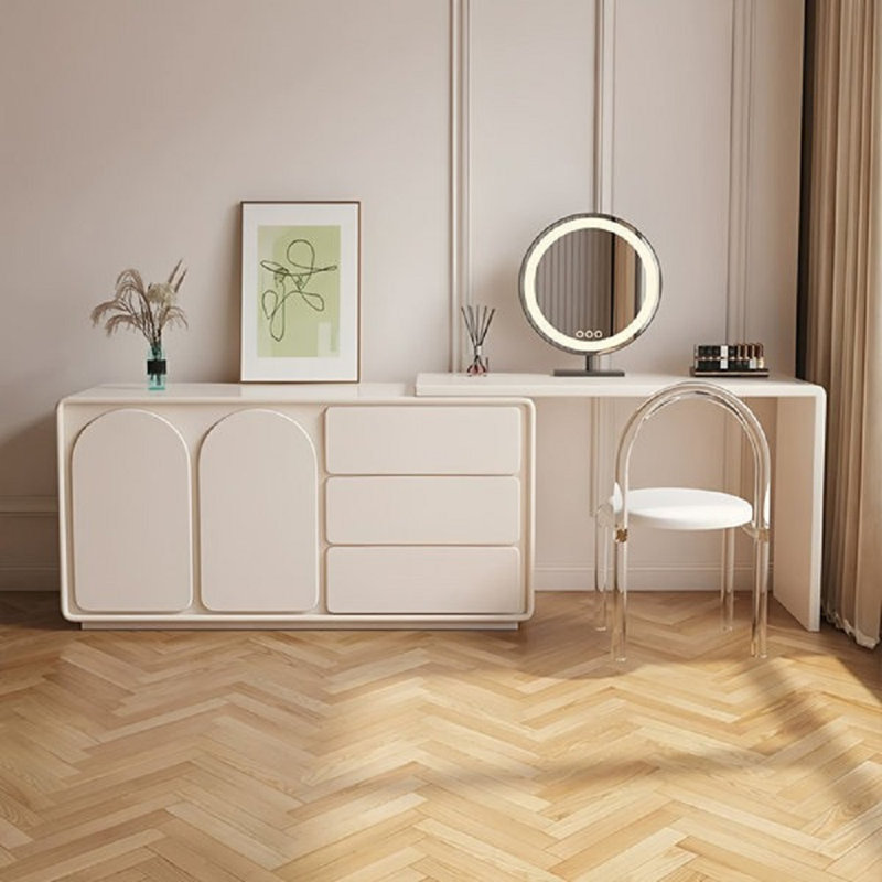 No Assembly Required Extendable 55.11''-110'' Makeup Vanities with Storage Space