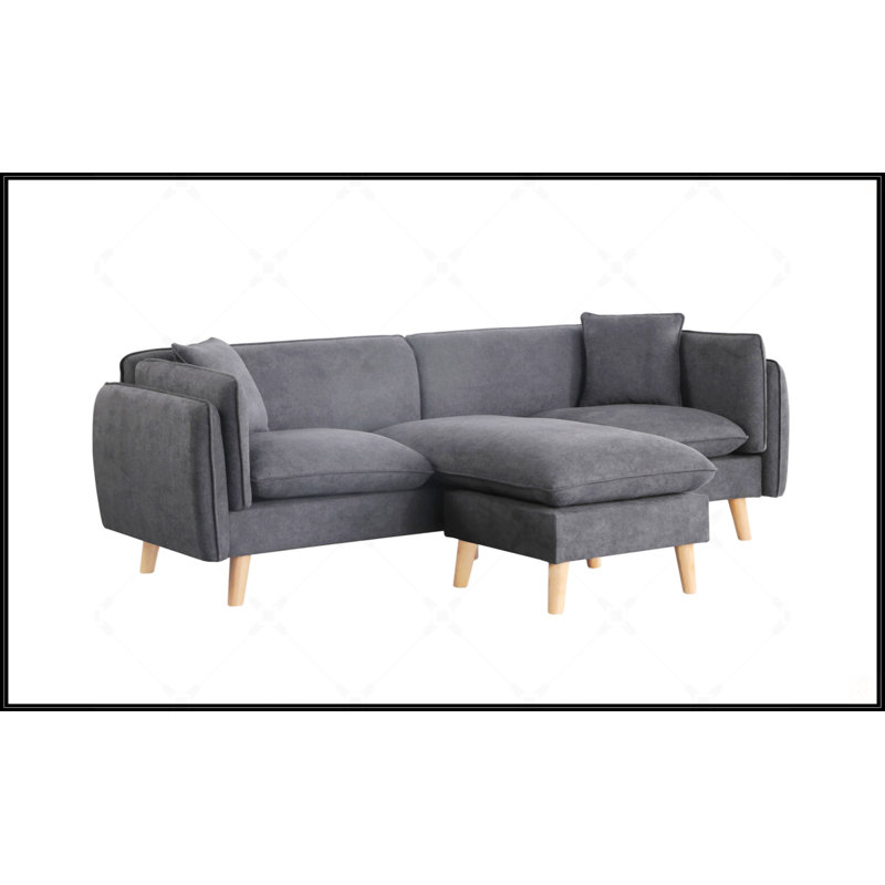 Canapé modulaire en tissu gris foncé de 86,5 pouces avec méridienne Brayden, réarrangeable et confortable pour les espaces de vie modernes
