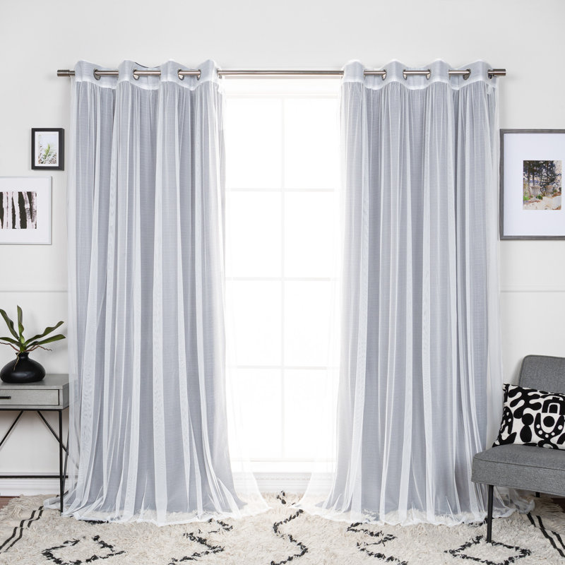 Basketweave Curtain, 52" W x 96" L, Dark Gray