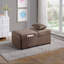 Banc de rangement moderne avec plateau relevable et lit gigogne, meuble en bois massif capitonné en velours marron (1 pièce).-159656410-159656412
