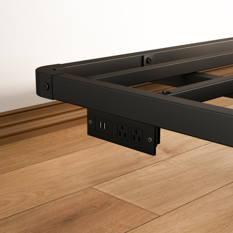 King Black Metal Floating Bed Frame with LED Lights