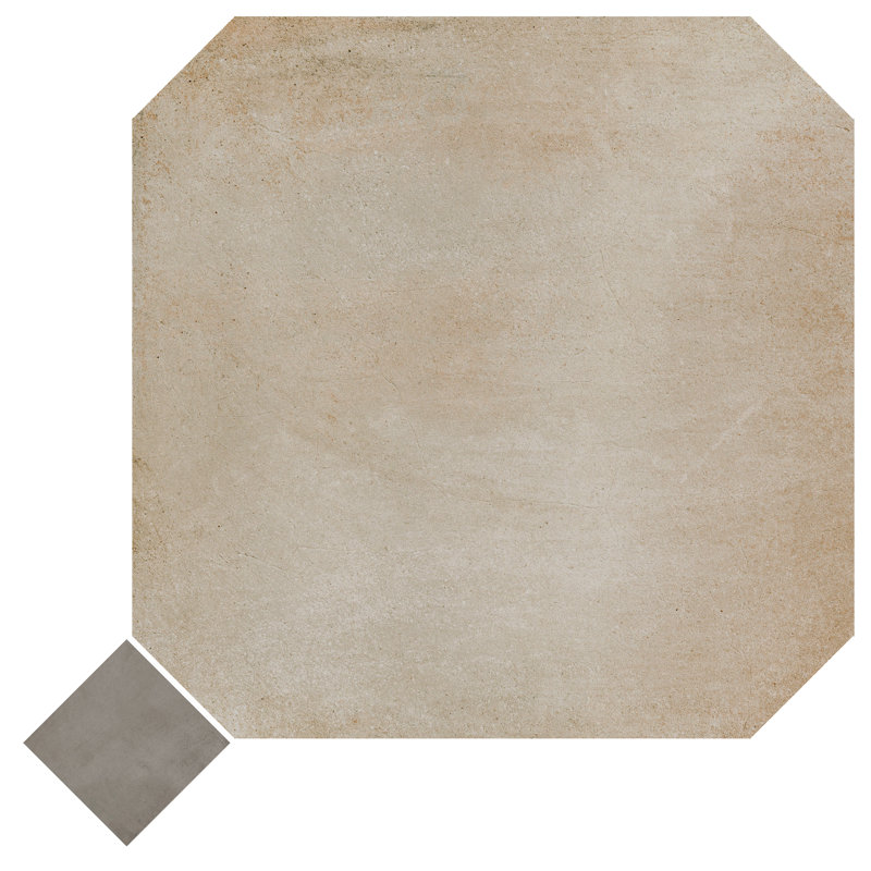 Lavande octogone avec taco 7-7 / 8 po X 7-7 / 8 po Carreau de porcelaine pour plancher et mur, Beige / gris foncé
