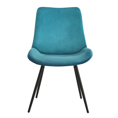 Ensemble de 2 sièges Anissa en métal et velours bleu