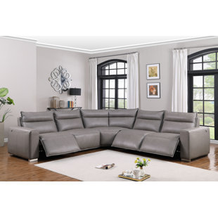 Luxury Sierra Italian Leather Power Reclining Sectional With Plush Seating And Usb Connectivity
