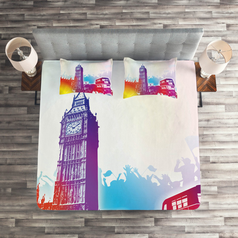 Eclectic Polyester Coverlet, King Bedspread + 2 Shams