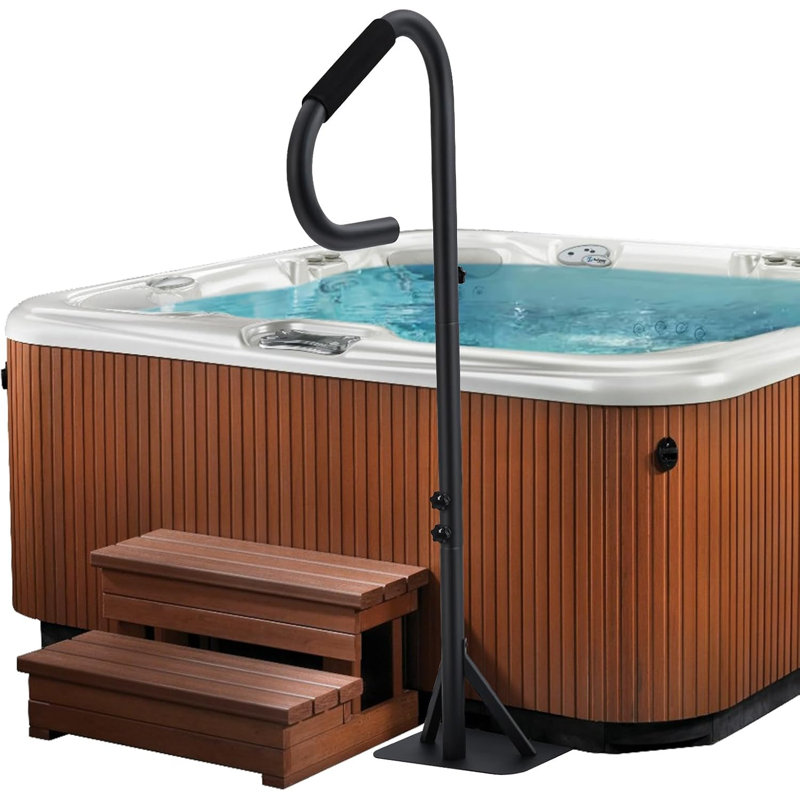 145cm Hot Tub Handrail, 360° Rotatable Spa Side Hot Tub Hand Rail with Adjustable Height, 600lbs Capacity