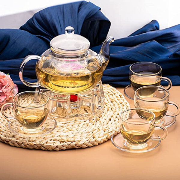 Glass Teapot Flowers Teapot Gift for Tea Lover, Tea Coffee Infuser Pot  Kettle 
