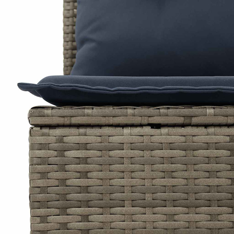 Ensemble de canapé de patio 5 pièces avec coussins en rotin de polyester, Gris, Marine