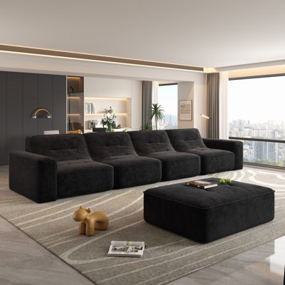 Canapé modulaire en nuage de 143,7 po avec 1 repose-pieds Evadne