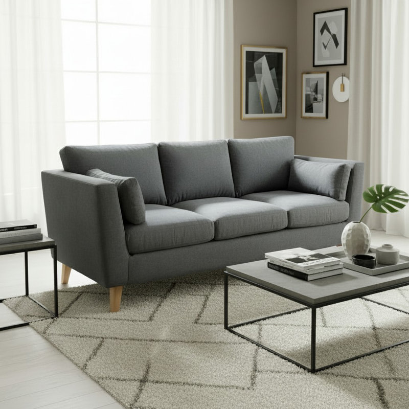 3 Seater Sofa & Chaise, Grey