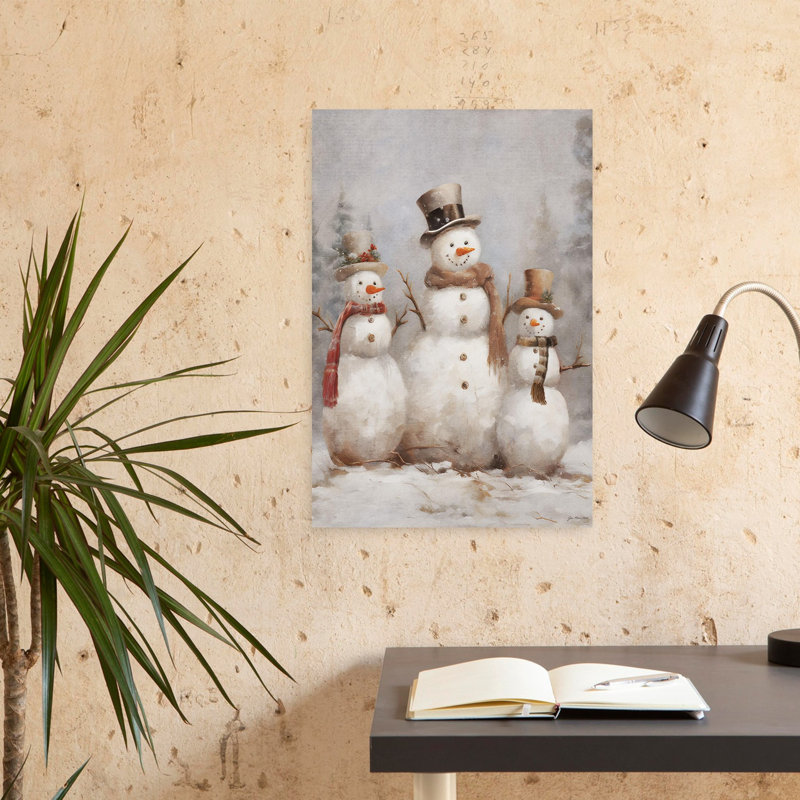 Snow Snow Pals, art contemporain de paysage de pin abstrait, 24" H x 16" W
