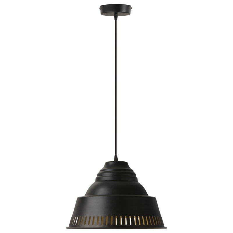 Luminaire suspendu en forme de dôme à 1 lumière Desra, Noir